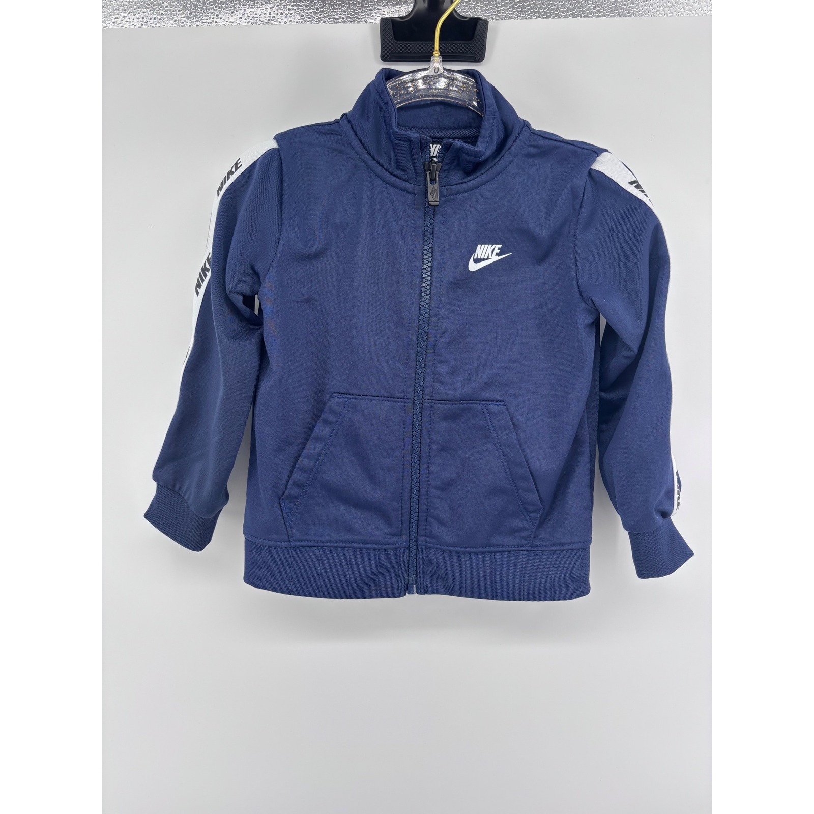 Nike Toddler Boys Navy Blue Full Zip Track Jacket Logo Tape Sleeve 24m 86-92cm